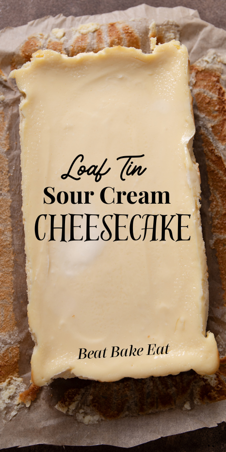 A loaf tin cheesecake made with sour cream; a mini version of a classic. | Beat Bake Eat