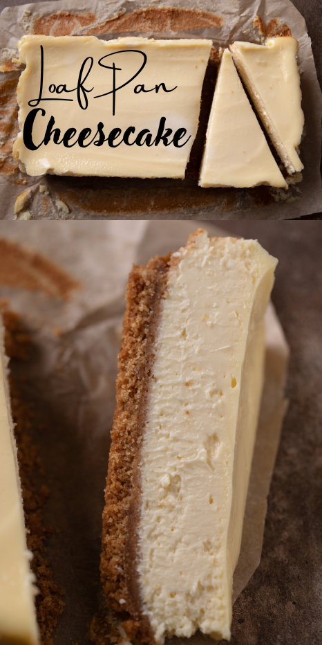 A small cheesecake made with sour cream and no gelatin; beginner friendly, easy to make, and baked in a loaf pan.