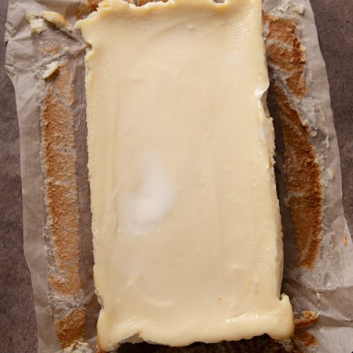 A small cheesecake baked in a loaf tin. | Beat Bake Eat