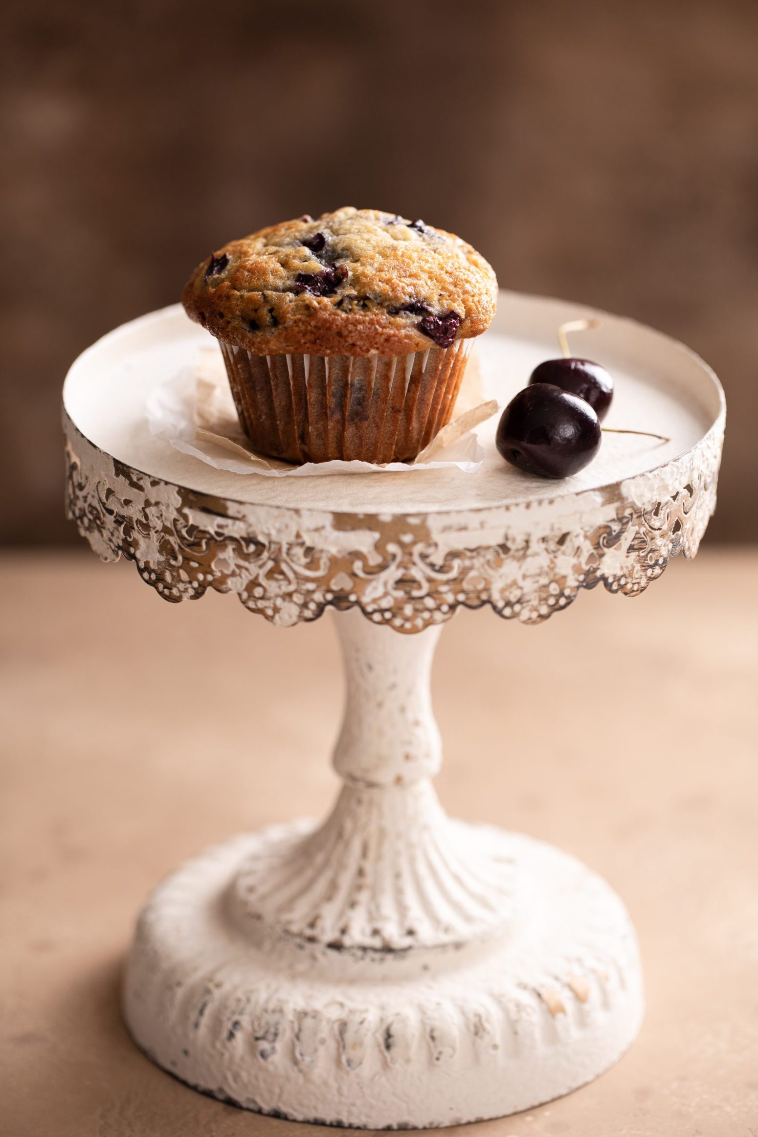Small batch cherry muffins made with sour cream. | beatbakeeat.com