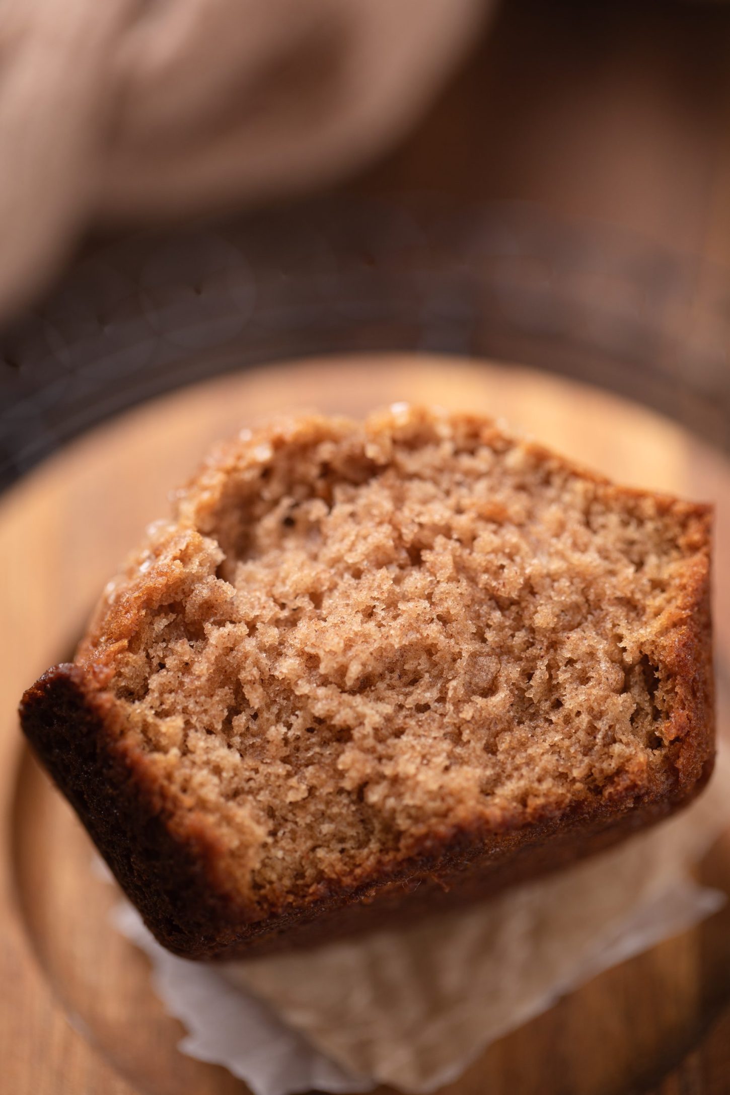 The interior of the muffin; soft, fluffy, and moist.