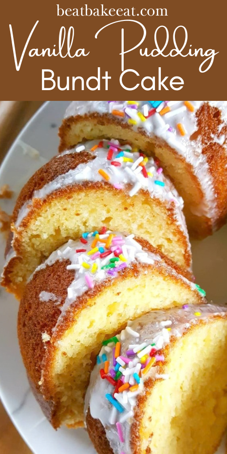 A cake mix hack with vanilla pudding and sour cream. It takes only 10 minutes to whip together and tastes homemade!