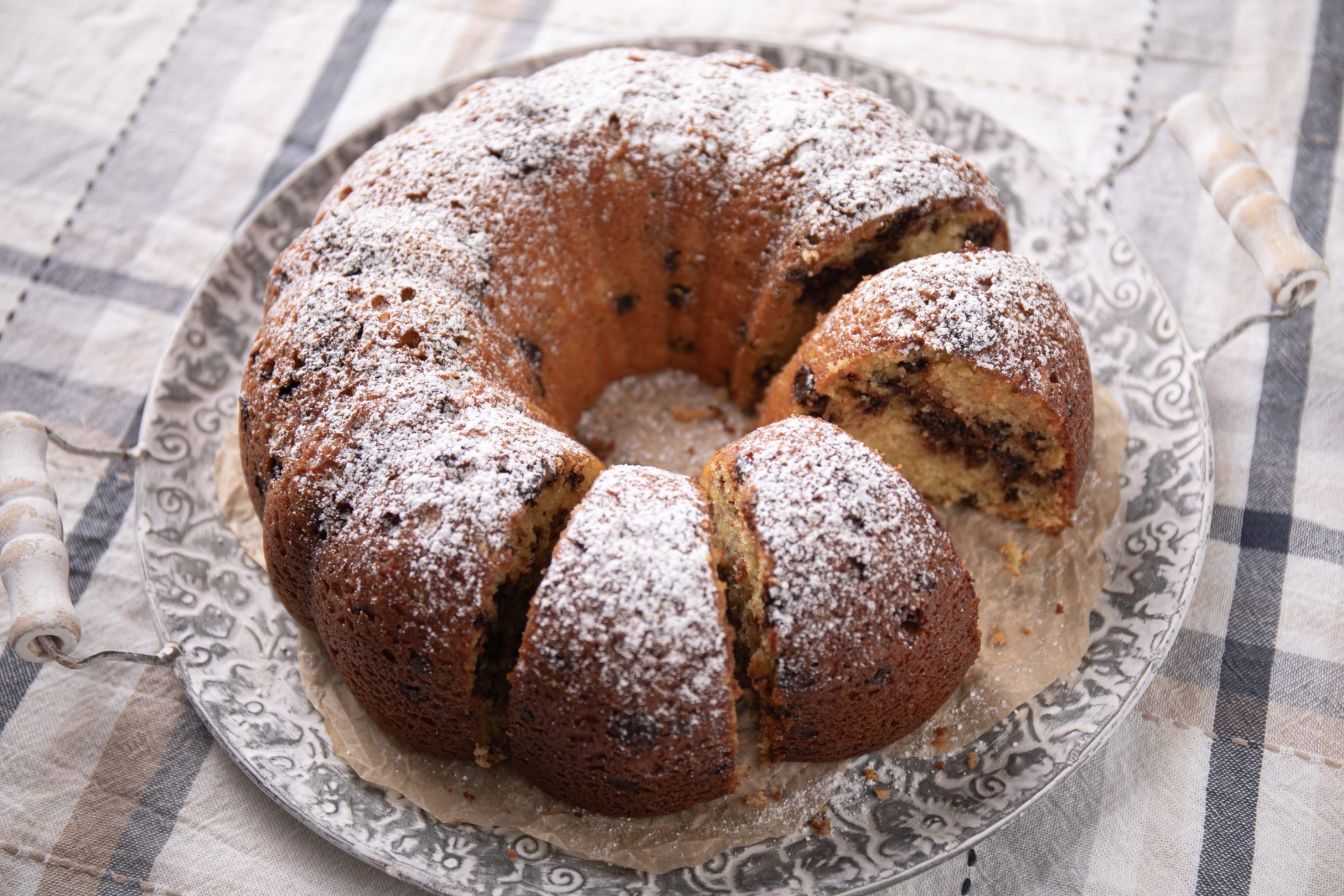 Horizontal photo showcasing the slices of a cake mix bundt cake | Food Photography by Beat Bake Eat